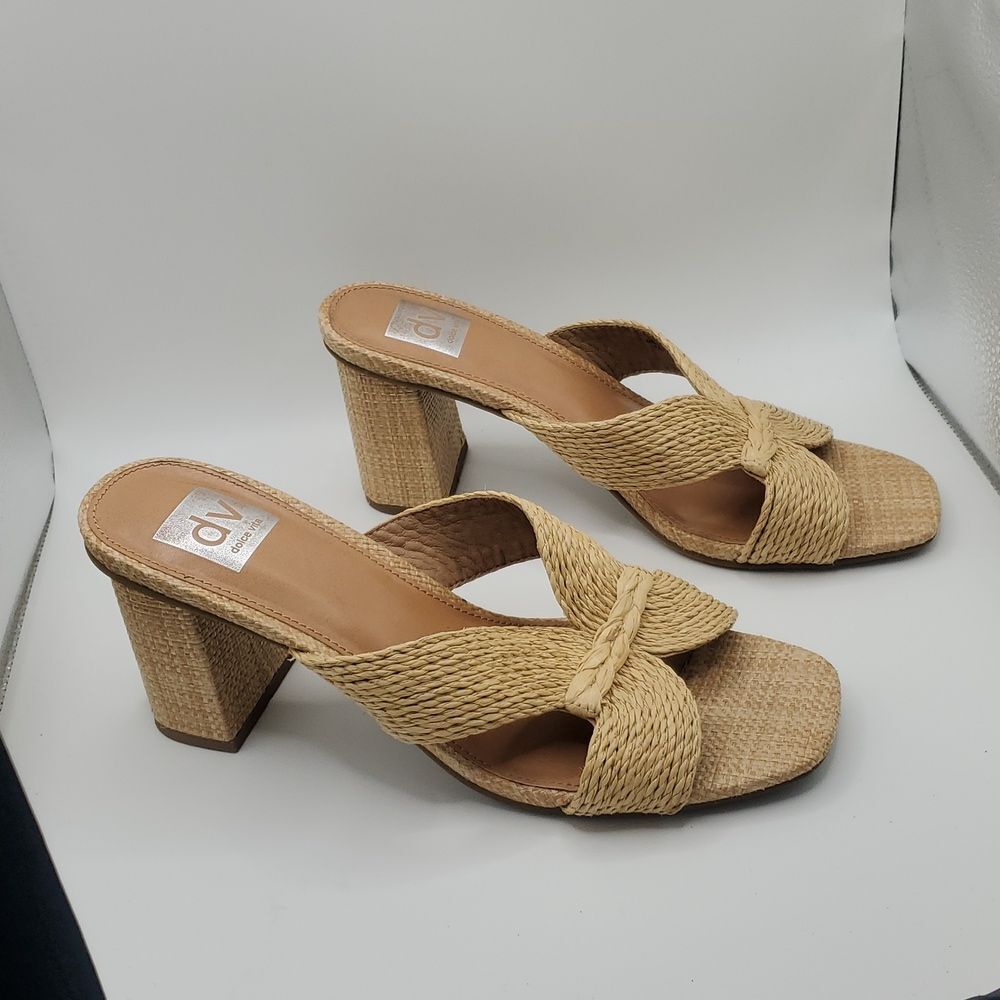 Dolce Vita Women's Woven Tan Chunky Heel Sandals Size 9.5 - Picture 3 of 6